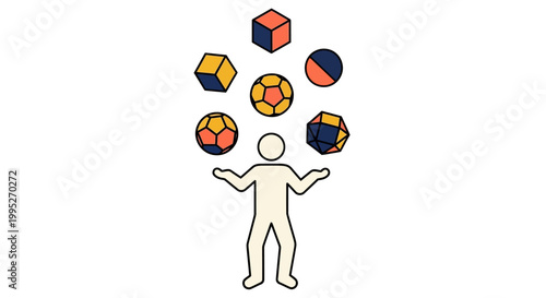 Man Juggling Colorful Blocks.