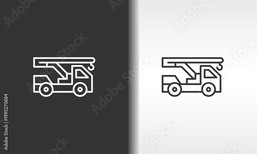 Crane Truck Vector, Icon Or Logo Sign Isolated Symbol Illustration