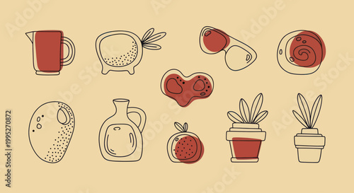 Photography Hand-drawn doodle collection of everyday objects and decorative items