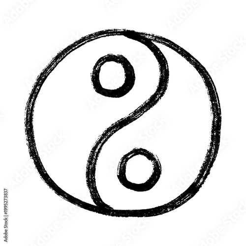 Hand drawn yin yang symbol Zen and Tao Harmony and balance Black and white yin and yang sign Taichi, Taoism, Buddhism, Japan, Chinese, Asian, yoga, meditation, karma, peace, dualism