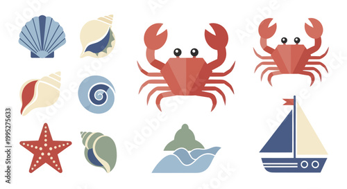 Collection of Marine Life and Nautical Elements.