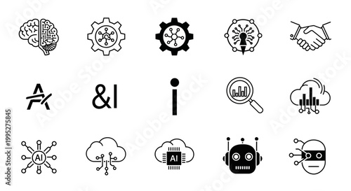 Collection of Technology and AI related icons and symbols.