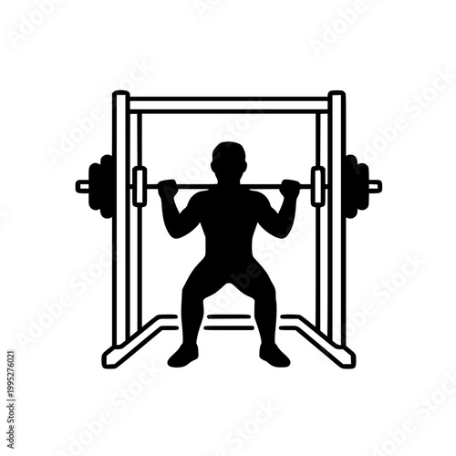 Gym Workout Silhouette Set – Fitness Training, Treadmill Running, Cycling, Leg Press, Weightlifting Machine Vector Icons