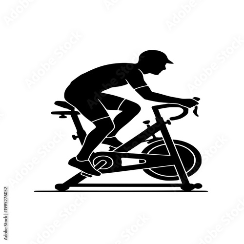 Gym Workout Silhouette Set – Fitness Training, Treadmill Running, Cycling, Leg Press, Weightlifting Machine Vector Icons