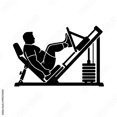 Gym Workout Silhouette Set – Fitness Training, Treadmill Running, Cycling, Leg Press, Weightlifting Machine Vector Icons