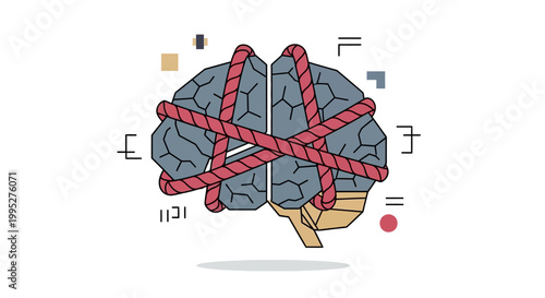 Brain with red rope.