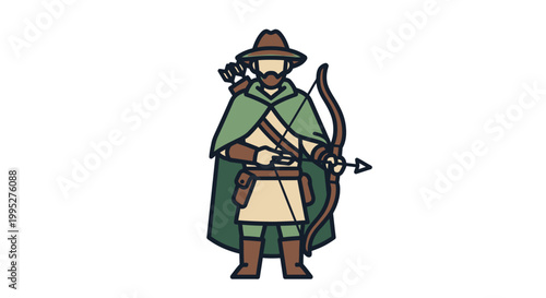 Medieval Archer Green Cloak.