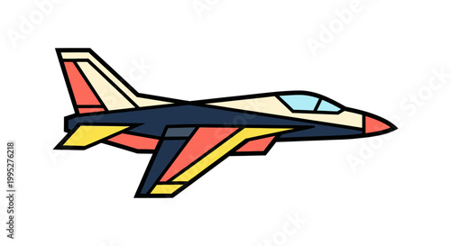 Colorful Cartoon Fighter Jet.
