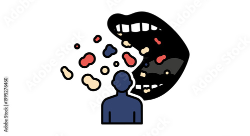 Person with thoughts escaping.