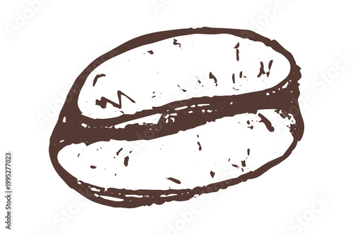 Hand drawn fresh roasted coffee bean Arabica robusta seed doodle Single element for print, web, design, decor