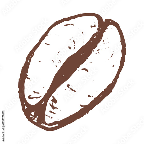 Hand drawn fresh roasted coffee bean Arabica robusta seed doodle Single element for print, web, design, decor