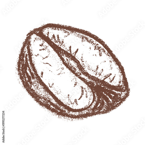 Hand drawn fresh roasted coffee bean Arabica robusta seed doodle Single element for print, web, design, decor