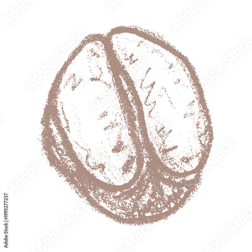 Hand drawn fresh roasted coffee bean Arabica robusta seed doodle Single element for print, web, design, decor