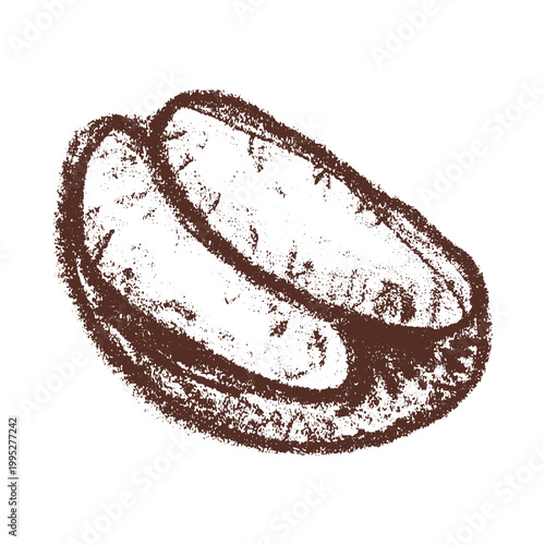 Hand drawn fresh roasted coffee bean Arabica robusta seed doodle Single element for print, web, design, decor