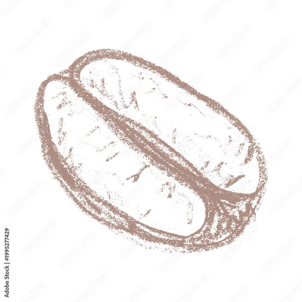 Fototapeta premium Hand drawn fresh roasted coffee bean Arabica robusta seed doodle Single element for print, web, design, decor
