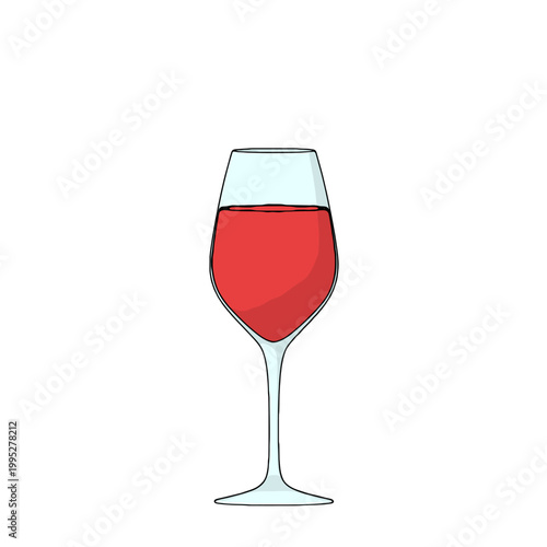Cocktail Luxury Elegance Wine Glass with Wine on White Background. Vector Illustration.