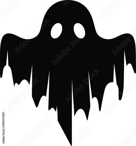 Simple black silhouette of a classic halloween ghost shape