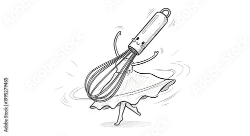 Whimsical Whisk Dancing Ballet in a Kitchen