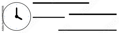 Productivity, time management, scheduling, minimalist design, modern concepts, efficiency. A simple clock with bold horizontal lines. Time management and productivity concept