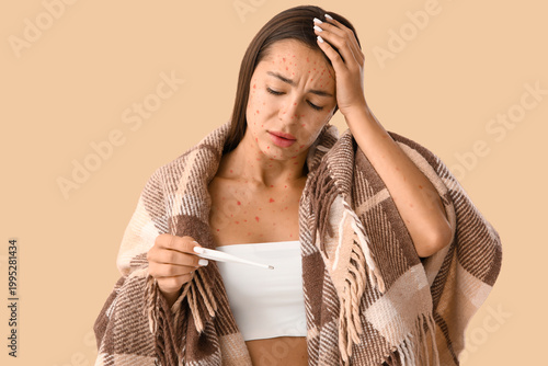 Young woman ill with chicke...