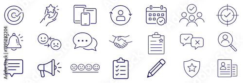 Feedback and survey line icons. Editable stroke. Vector illustration.