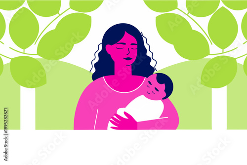 Flat vector illustration with warm tender affectionate tone