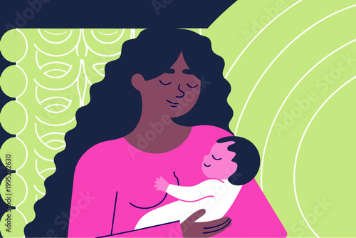 Flat vector illustration with warm tender affectionate tone