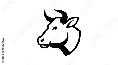Black and white illustration of a bull's head, a powerful symbol of strength and determination