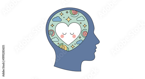 Human Head Heart Concept.