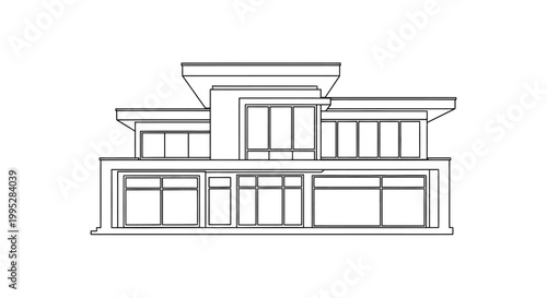 Modern House Line Drawing.