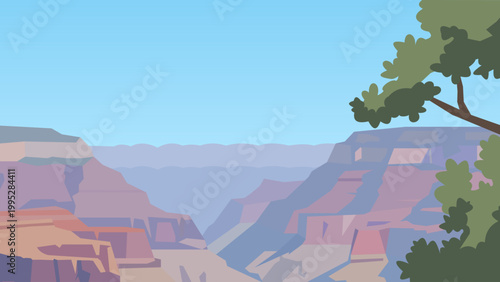 Lone Branch Grand Canyon Flat Design Illustration