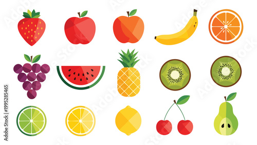 Fresh Fruit Icons for Healthy Food Marketing & Nutrition Graphics