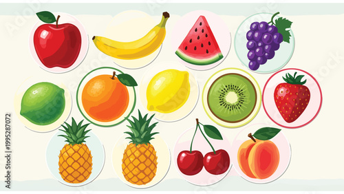 Fresh Fruit Collection: Healthy Food Graphics for Commercial Use
