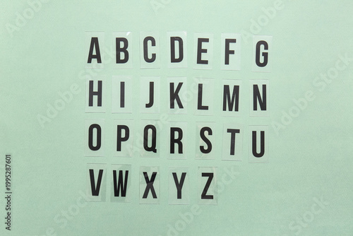 English letters on green ba...