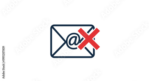 Rejected Email Icon with Red Cross.