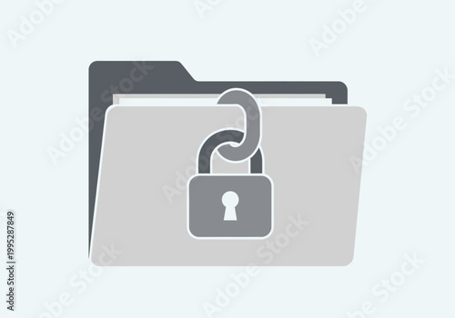 Secure locked folder icon concept.