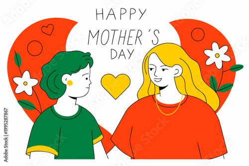 Digital flat‑vector illustration of a Mother’s Day