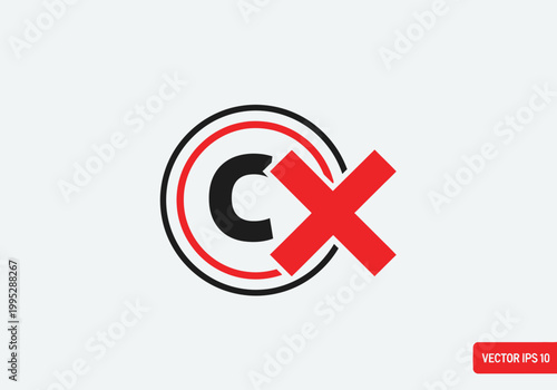Red X Mark Logo Symbol.
