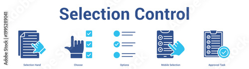 Selection Control web banner icon set vector illustration concept for business with icon of Selection Hand, Choose, Options, Mobile Selecti.