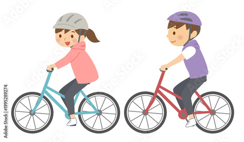 サイクリングを楽しむ男性と女性