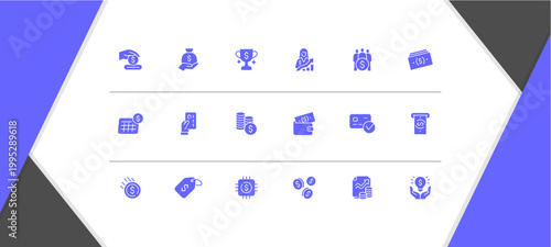 Collection of various office supplies icons.