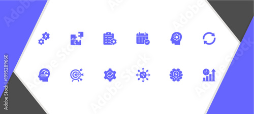 Business icons on white background.
