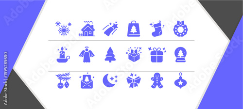 Collection of various blue icons.