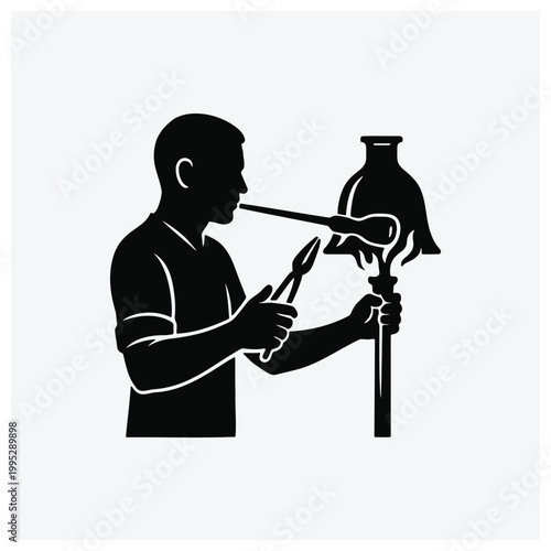 A silhouette of a perfumer making cologne or perfume