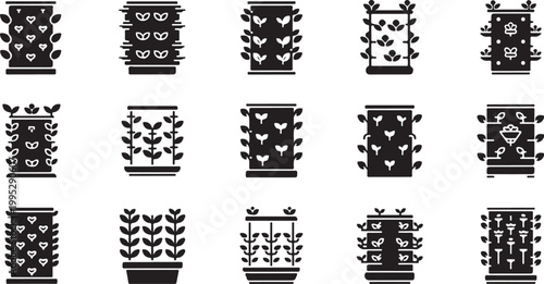 Collection of black and white planter box designs