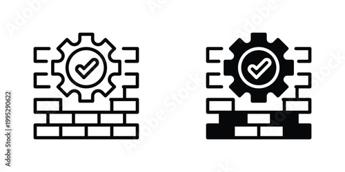 Brick Wall Vector Line Icon for real estate and architecture