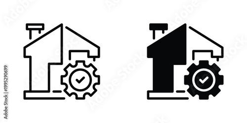 House Renovation Vector Line Icon for real estate and architecture