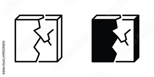 Wall Crack Vector Line Icon for home inspection and repair