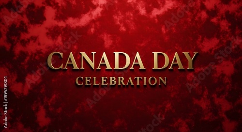 Happy Canada Day celebration with maple leaves July first red background