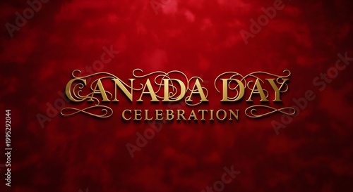 Happy Canada Day celebration with maple leaves July first red background